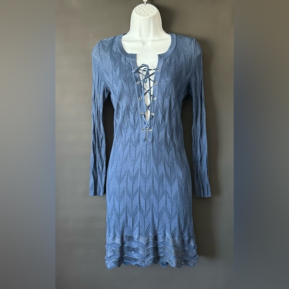 Missoni blue mini dress with tie front size 36 or 4 GUC. - Picture 1 of 7
